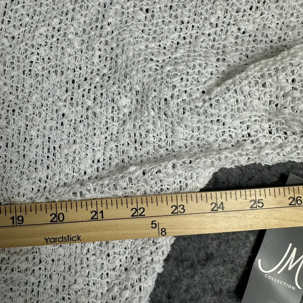 JM Collection Womens XL Bright White Open Knit Short Sleeve Cardigan Sweater New - Picture 4 of 9